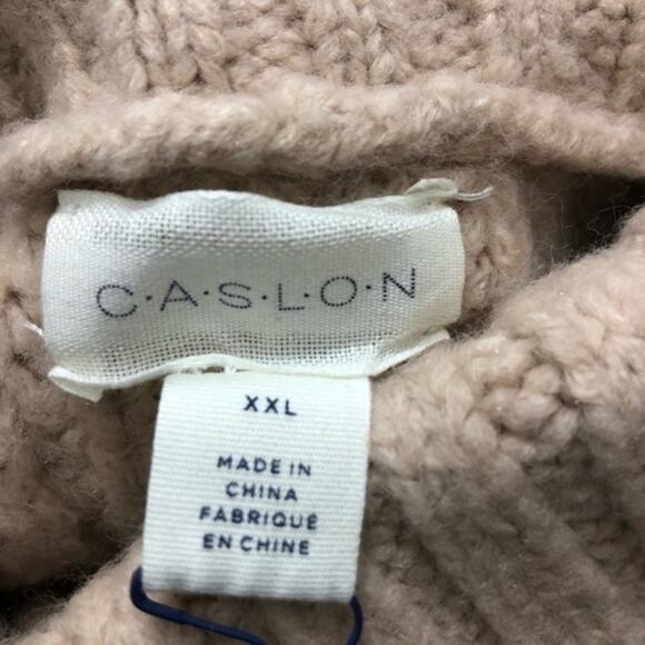 Caslon Tan Diamond Cable Knit Turtleneck Sweater XXL NWT - Picture 5 of 6